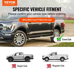 VEVOR Running Boards, 6" Step Bars Compatible with 2015-2023 Ford F150-Crew Cab/2017-2023 Ford F-250 F-350 Super Duty