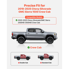 VEVOR Running Boards, 6 Inches Side Steps Compatible with 2019-2025 Chevy Silverado/GMC Sierra 1500 Crew Cab, 2020-2025