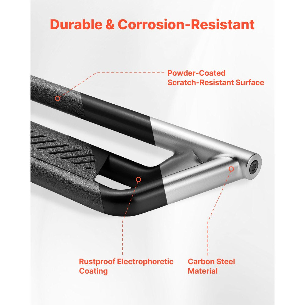 VEVOR Running Boards, 6 Inches Side Steps Compatible with 2024-2025 Toyota Tacoma Double Cab, Black Carbon Steel Nerf
