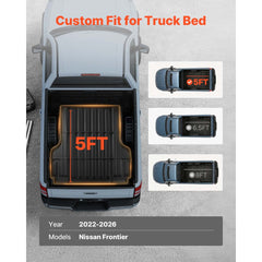 VEVOR Truck Bed Mat, TPE, Compatible with 2022-2026 Nissan Frontier Bed, Heavy Duty Custom Fit, All Weather Protection