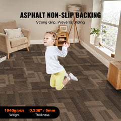 VEVOR Carpet Tiles Reusable, 24"x 24"Carpet Squares With Padding Attached, Soft Padded Carpet Tiles, Easy Install DIY