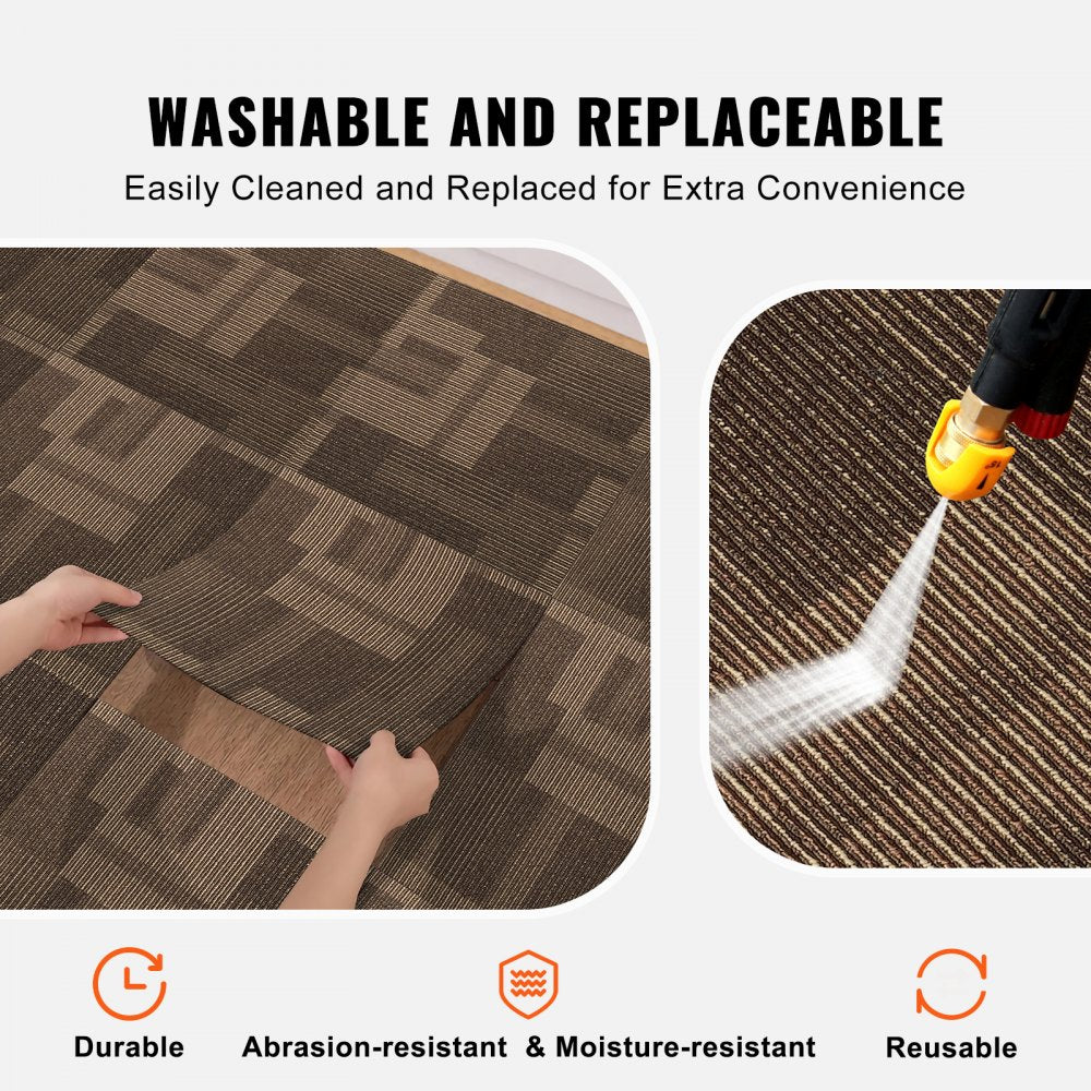 VEVOR Carpet Tiles Reusable, 24"x 24"Carpet Squares With Padding Attached, Soft Padded Carpet Tiles, Easy Install DIY