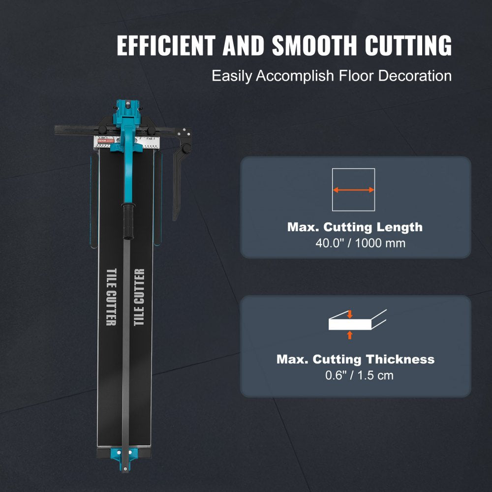 VEVOR Manual Tile Cutter, 40 inch, Porcelain Ceramic Tile Cutter with Tungsten Carbide Cutting Wheel, Infrared