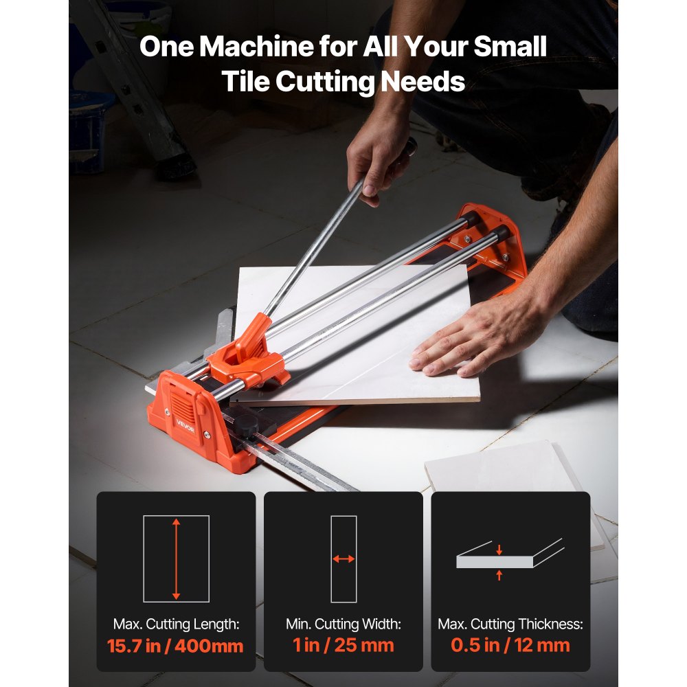 VEVOR 17-Inch Manual Tile Cutter for Wall & Polished Tiles,Double Rails for Precise Cutting, Tungsten Carbide