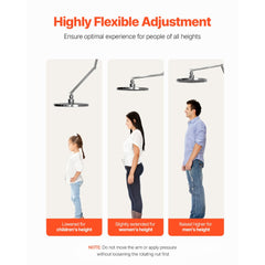 VEVOR Shower Head Extension Arm, 16 inches, Brass Shower Arm Extender with Flexible Adjustable Angle Height, Chrome