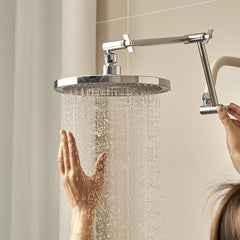 VEVOR Shower Head Extension Arm, 16 inches, Brass Shower Arm Extender with Flexible Adjustable Angle Height, Chrome