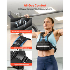 VEVOR Adjustable Weighted Vest, 4-10 lbs Comfortable X-Shape Body Weight Vest Set with 6 Weight Packs and Reflective