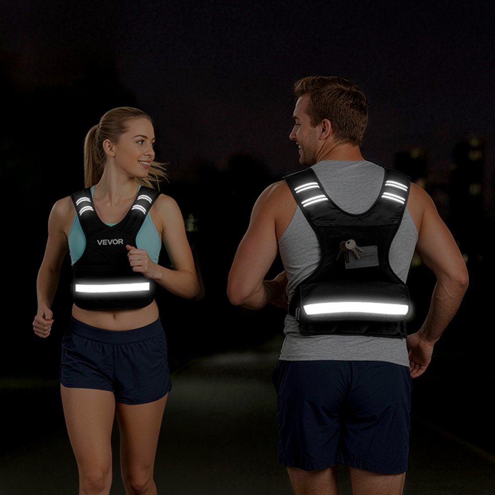 VEVOR Adjustable Weighted Vest, 4-10 lbs Comfortable X-Shape Body Weight Vest Set with 6 Weight Packs and Reflective