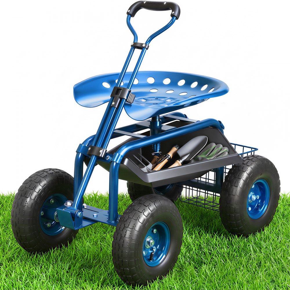 VEVOR Garden Cart Rolling Workseat with Wheels, Gardening Stool for Planting, 360 Degree Swivel Seat, Wagon Scooter