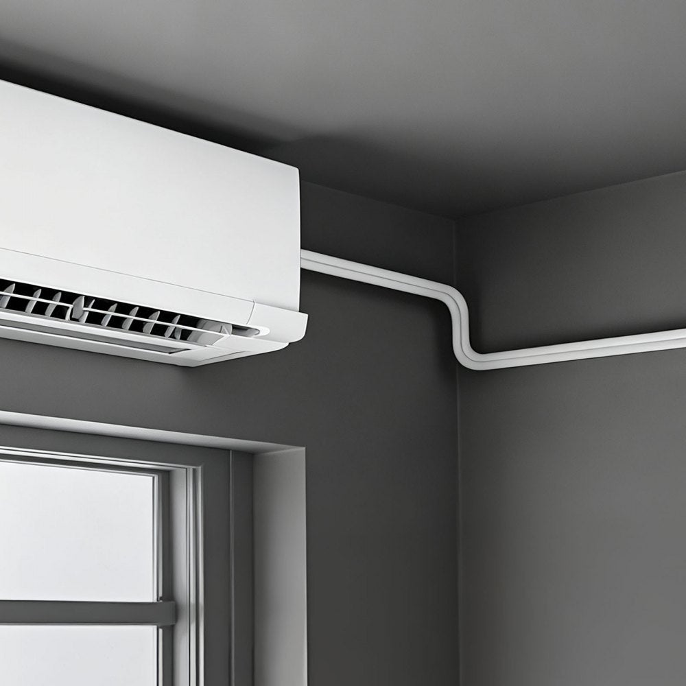 VEVOR 50ft Mini Split Line Set, 3/8" & 5/8" OD AC Copper Tubing Pipe, 3/8 White PE Thickened Insulated Coil with Flared