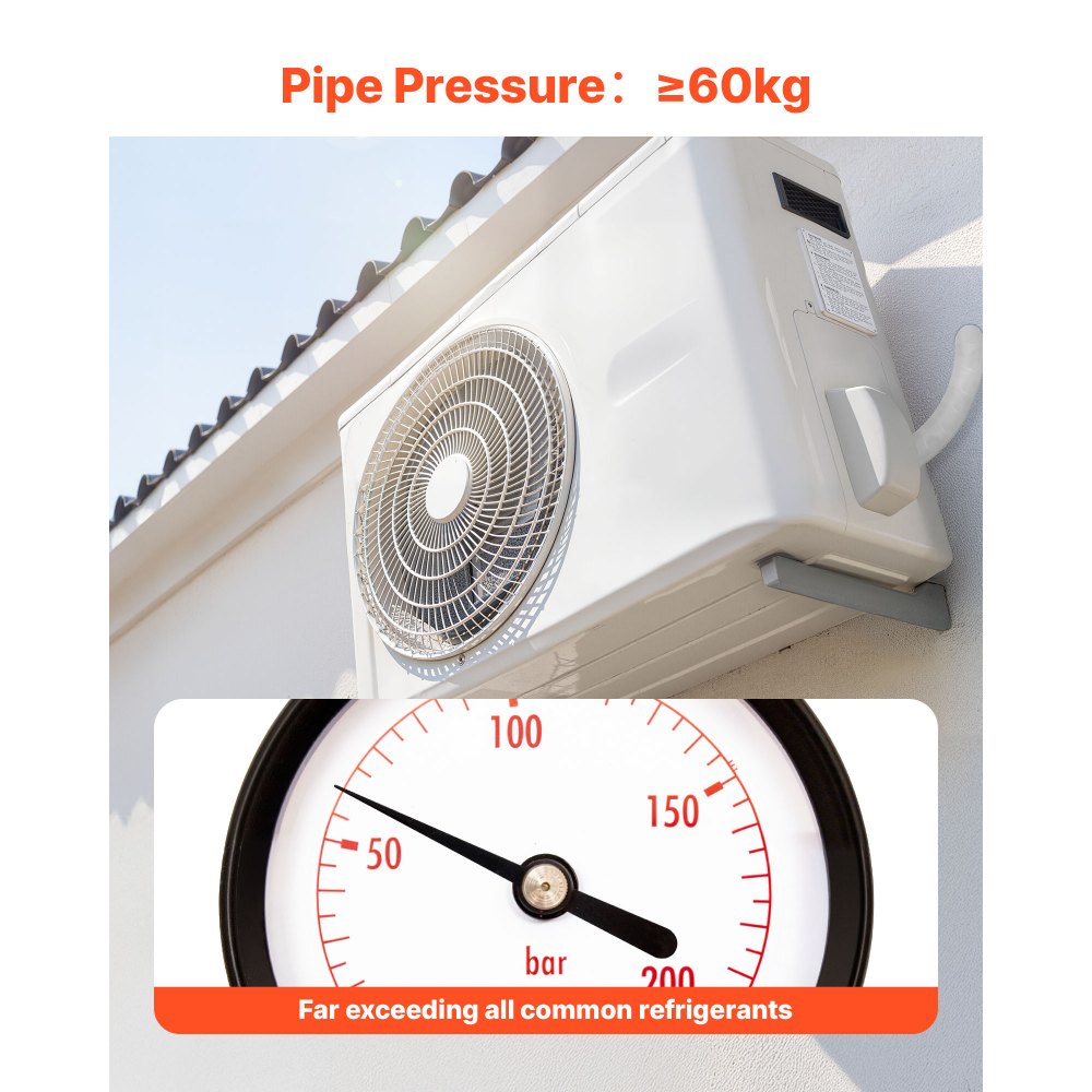 VEVOR 100ft Mini Split Line Set, 3/8" & 5/8" OD AC Copper Tubing Pipe, 3/8 White PE Thickened Insulated Coil with