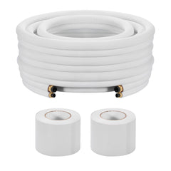 VEVOR 100ft Mini Split Line Set, 3/8" & 5/8" OD AC Copper Tubing Pipe, 3/8 White PE Thickened Insulated Coil with