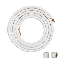 VEVOR 25FT Mini Split Line Set, 1/4" & 3/8" O.D Copper Pipes Tubing and Triple-Layer Insulation, for Mini Split Air