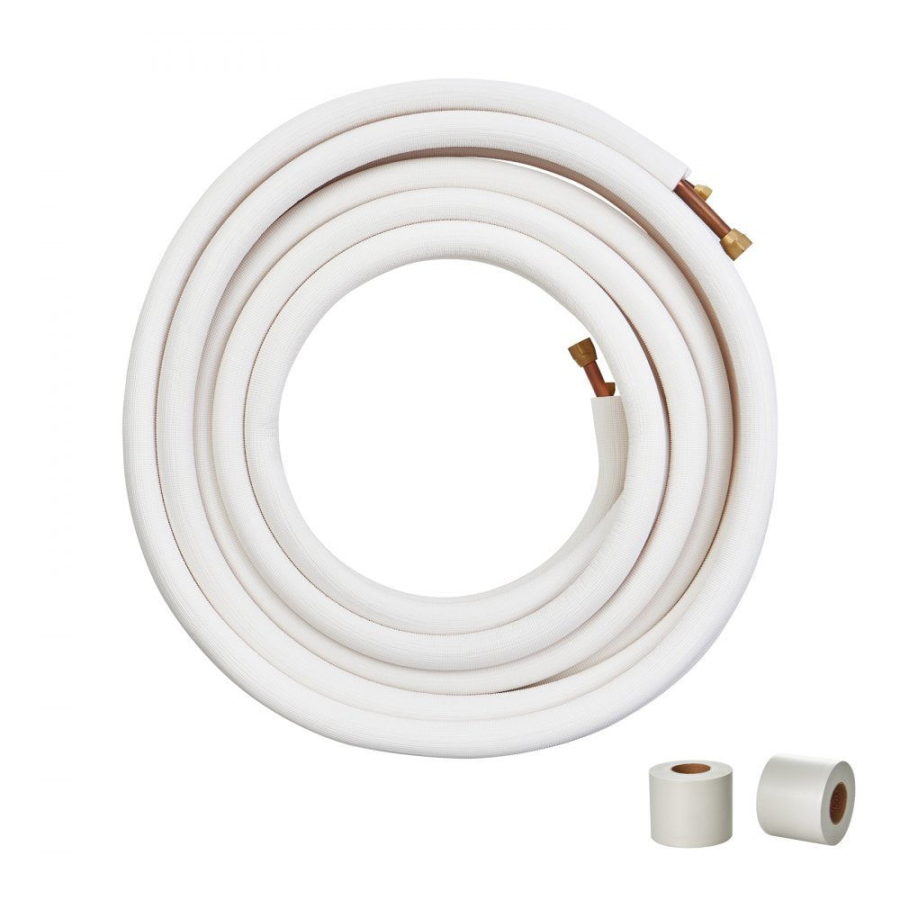 VEVOR 50FT Mini Split Line Set, 3/8" & 5/8" O.D Copper Pipes Tubing and Triple-Layer Insulation, for Mini Split Air