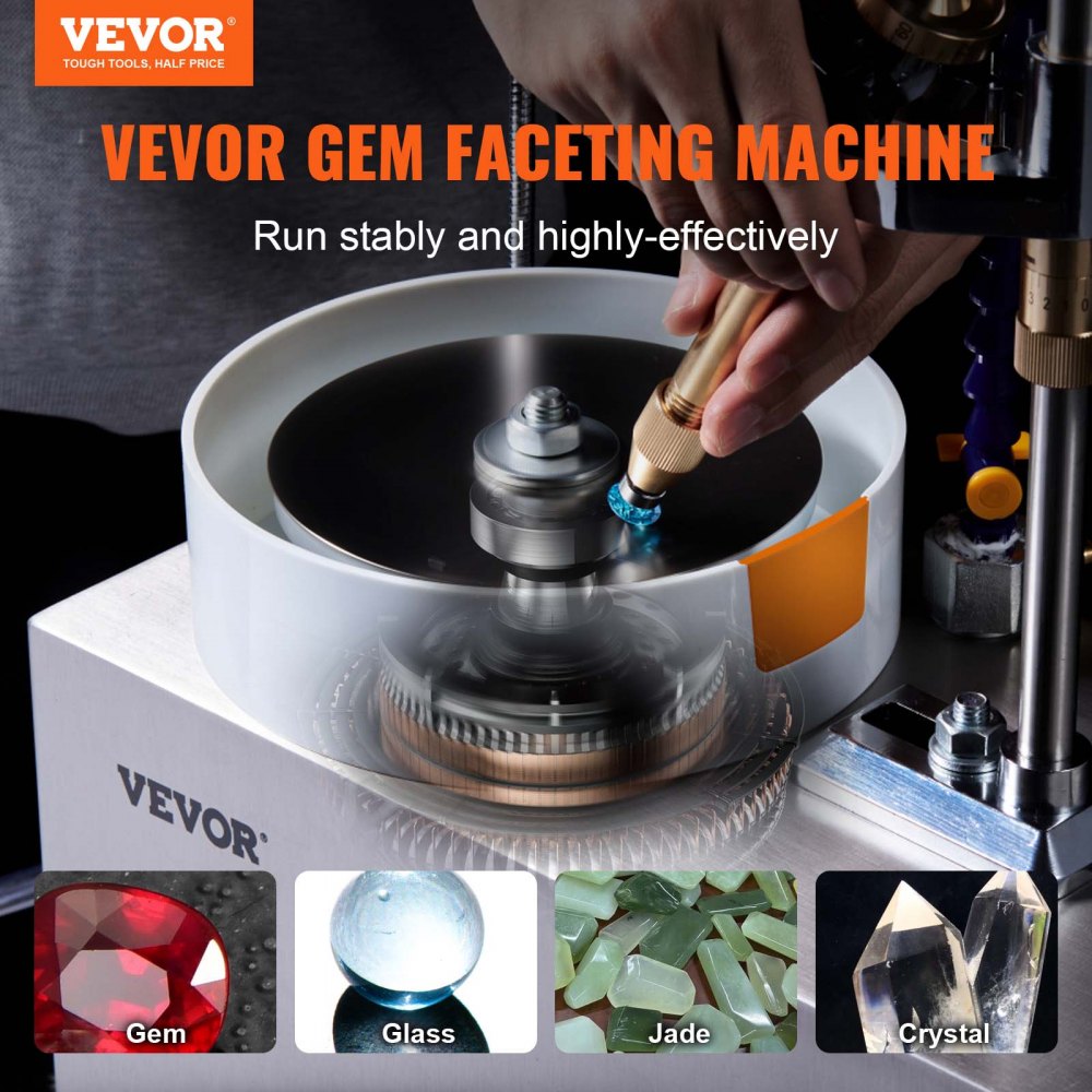 VEVOR Gem Faceting Machine, 180W Jade Grinding Polishing Machine 0-2980RPM Adjustable Rotating Speed, Rock Jewel Angle