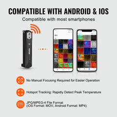 VEVOR Thermal Imaging Camera for Android & IOS, 256 x 192 IR High Resolution, Wireless Infrared Thermal Imager with