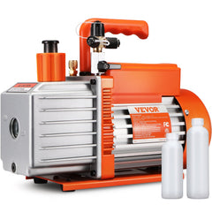 VEVOR 1/2 HP 2 Stage Rotary Vane Vacuum Pump, 5 CFM, 115V Air Conditioning Vacuum Pump, 1/4" SAE Male 3/8" SAE Male