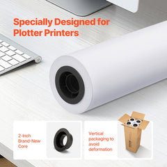 VEVOR Wide Format Paper, 24 in x 150 ft Plotter Paper, 4 Rolls CAD Bond Rolls with 2 in Core, 20 LB Bond Paper Rolls