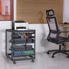 VEVOR 12U Open Frame Server Rack, 23-40 in Adjustable Depth, Free Standing or Wall Mount Network Server Rack, 4 Post AV