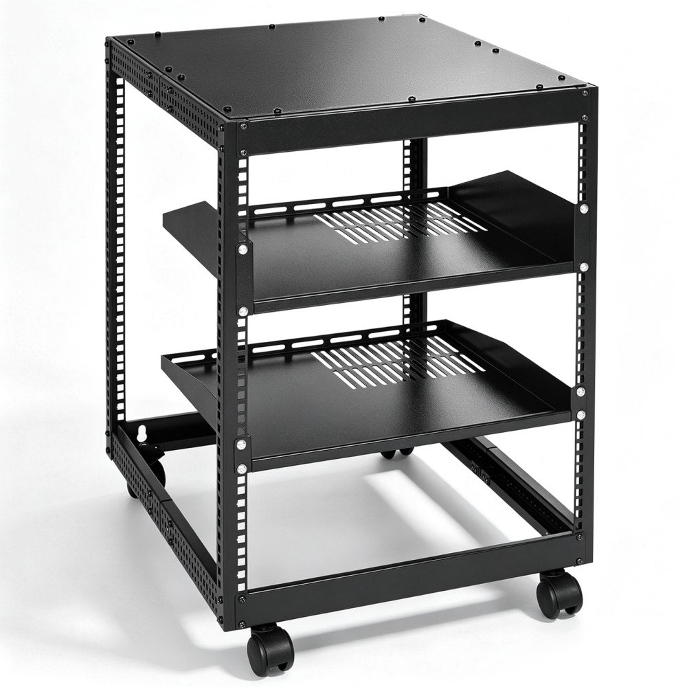VEVOR 12U Open Frame Server Rack, 23-40 in Adjustable Depth, Free Standing or Wall Mount Network Server Rack, 4 Post AV