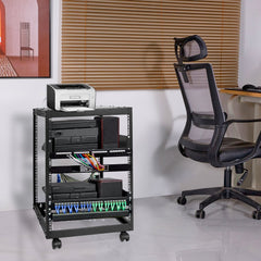 VEVOR 15U Open Frame Server Rack, 23-40 in Adjustable Depth, Free Standing or Wall Mount Network Server Rack, 4 Post AV