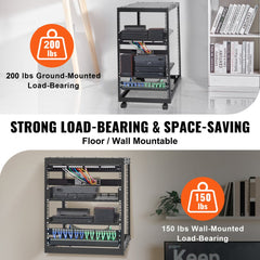 VEVOR 20U Open Frame Server Rack, 23-40 in Adjustable Depth, Free Standing or Wall Mount Network Server Rack, 4 Post AV