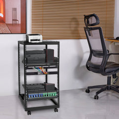 VEVOR 20U Open Frame Server Rack, 23-40 in Adjustable Depth, Free Standing or Wall Mount Network Server Rack, 4 Post AV