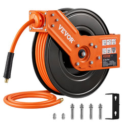 VEVOR Retractable Air Hose Reel, 3/8 IN x 50 FT Hybrid Air Hose Max 300PSI, Air Compressor Hose Reel with 5 In Lead in
