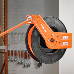 VEVOR Retractable Air Hose Reel, 1/2 IN x 50 FT Hybrid Air Hose Max 300PSI, Air Compressor Hose Reel Auto-Rewind with