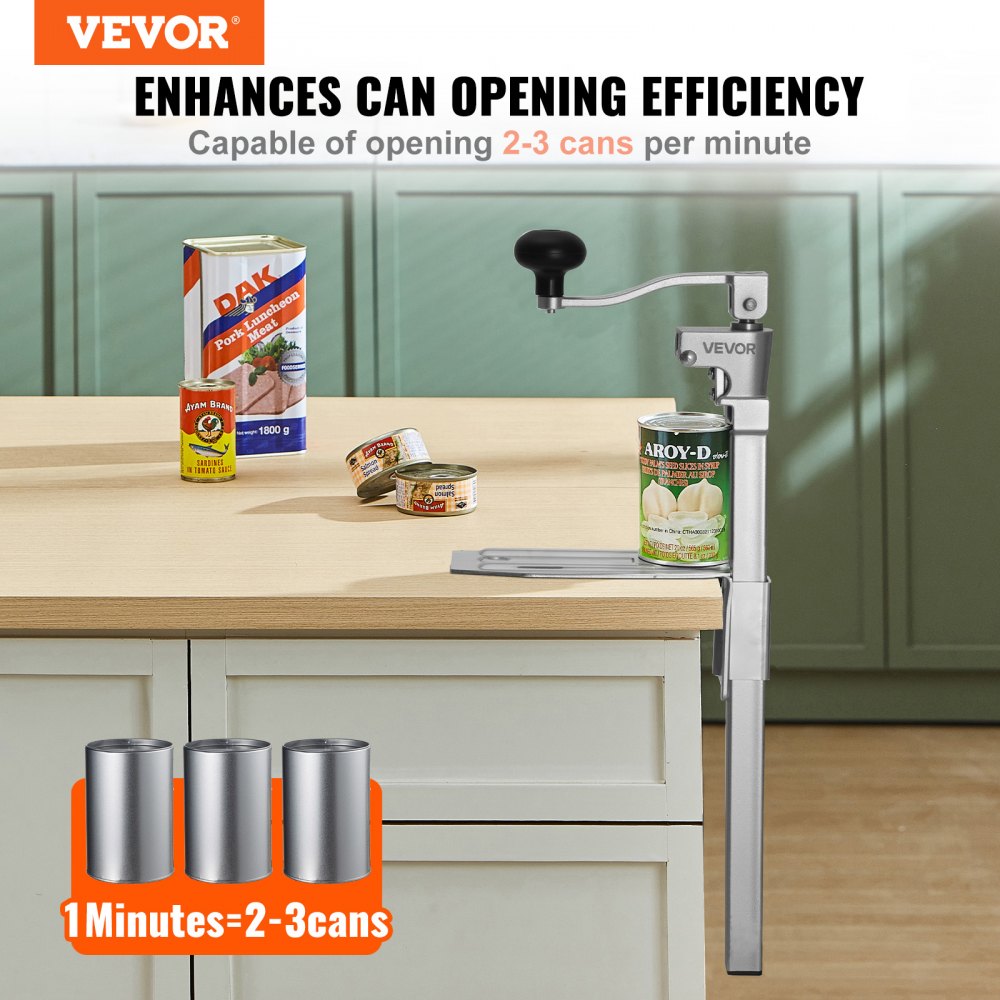 VEVOR Commercial Can Opener, Heavy-Duty Manual Tabletop Cans Opener for Cans Up to 11.8 in Height, Height-Adjustable