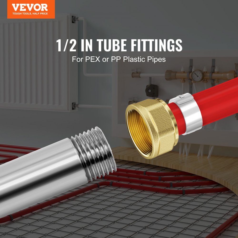 VEVOR Pipe Fittings, 1/2" 20PCS Brass Pipe Fittings, Clamp-style 1/2 NPT Internal Thread Pipe Connector Brass Air