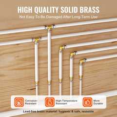 VEVOR Pipe Fittings, 1/2" 20PCS Brass Pipe Fittings, Clamp-style 1/2 NPT Internal Thread Pipe Connector Brass Air