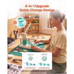 VEVOR Button Maker Machine, 1.25"/2.25"(32/58 mm), Quick-Change Plastic Pin Maker with 200pcs Button Parts, Circle