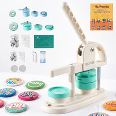 VEVOR Button Maker Machine, 1.25"/2.25"(32/58 mm), Quick-Change Plastic Pin Maker with 200pcs Button Parts, Circle