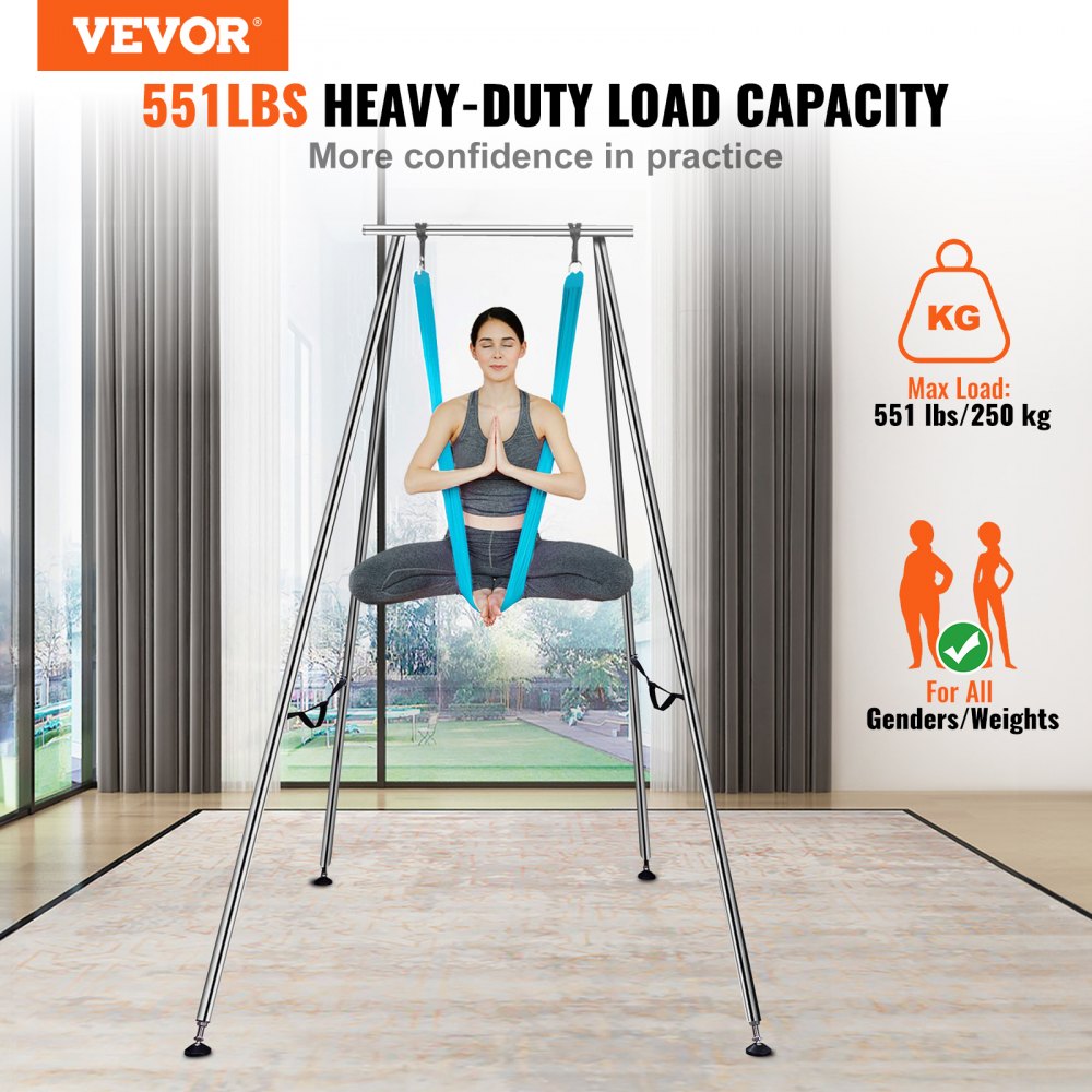 VEVOR Aerial Yoga Frame & Yoga Hammock, 9.67 ft Height Professional Yoga Swing Stand Comes with 13.1 Yards Aerial