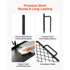 VEVOR Heavy Duty Swivel Campfire Grill, 24" Portable Camping Grill Grate & Griddle, Sturdy Steel BBQ Mesh, 360° Height