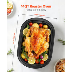 VEVOR Roaster Oven, 14QT Fast-Cooking Turkey Roaster, 150-450℉ Adjustable Temperature Electric Roasting Pan with