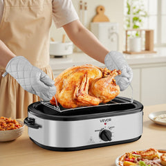VEVOR Roaster Oven, 14QT Fast-Cooking Turkey Roaster, 150-450℉ Adjustable Temperature Electric Roasting Pan with