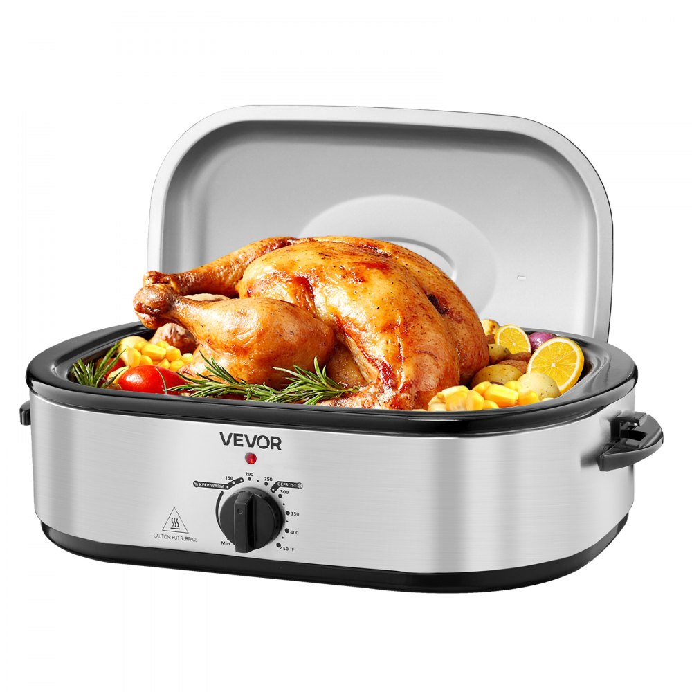 VEVOR Roaster Oven, 14QT Fast-Cooking Turkey Roaster, 150-450℉ Adjustable Temperature Electric Roasting Pan with