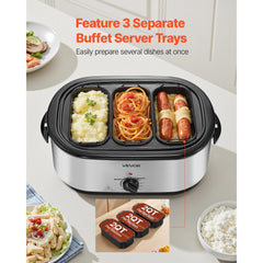 VEVOR Roaster Oven, 24QT Electric Turkey Roaster Oven, 150-450℉ Adjustable Temperature Electric Roasting Pan with 3 Bin