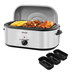 VEVOR Roaster Oven, 24QT Electric Turkey Roaster Oven, 150-450℉ Adjustable Temperature Electric Roasting Pan with 3 Bin