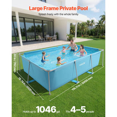 VEVOR Frame Above Ground Swimming Pool, 118 x 78 x 30 in Rectangular Steel Metal Frame, Large Rectangle Outdoor