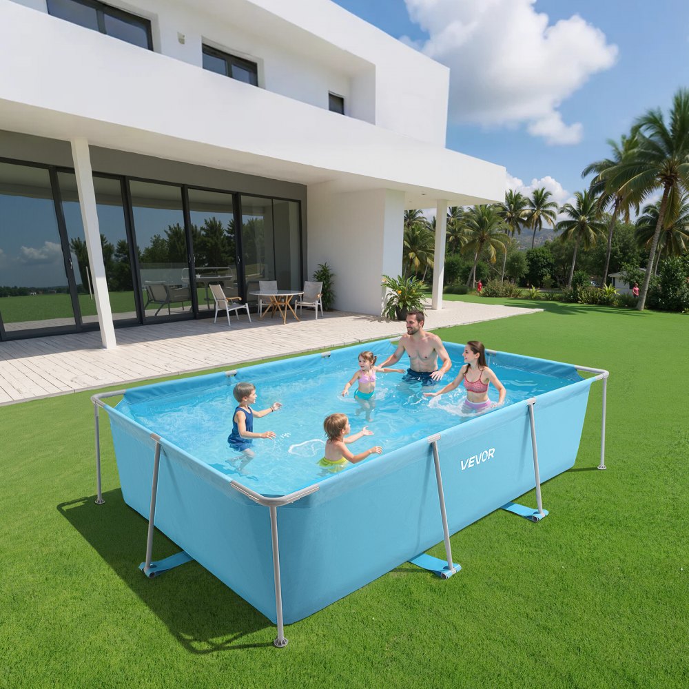 VEVOR Frame Above Ground Swimming Pool, 118 x 78 x 30 in Rectangular Steel Metal Frame, Large Rectangle Outdoor
