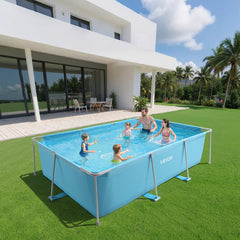 VEVOR Frame Above Ground Swimming Pool, 118 x 78 x 30 in Rectangular Steel Metal Frame, Large Rectangle Outdoor