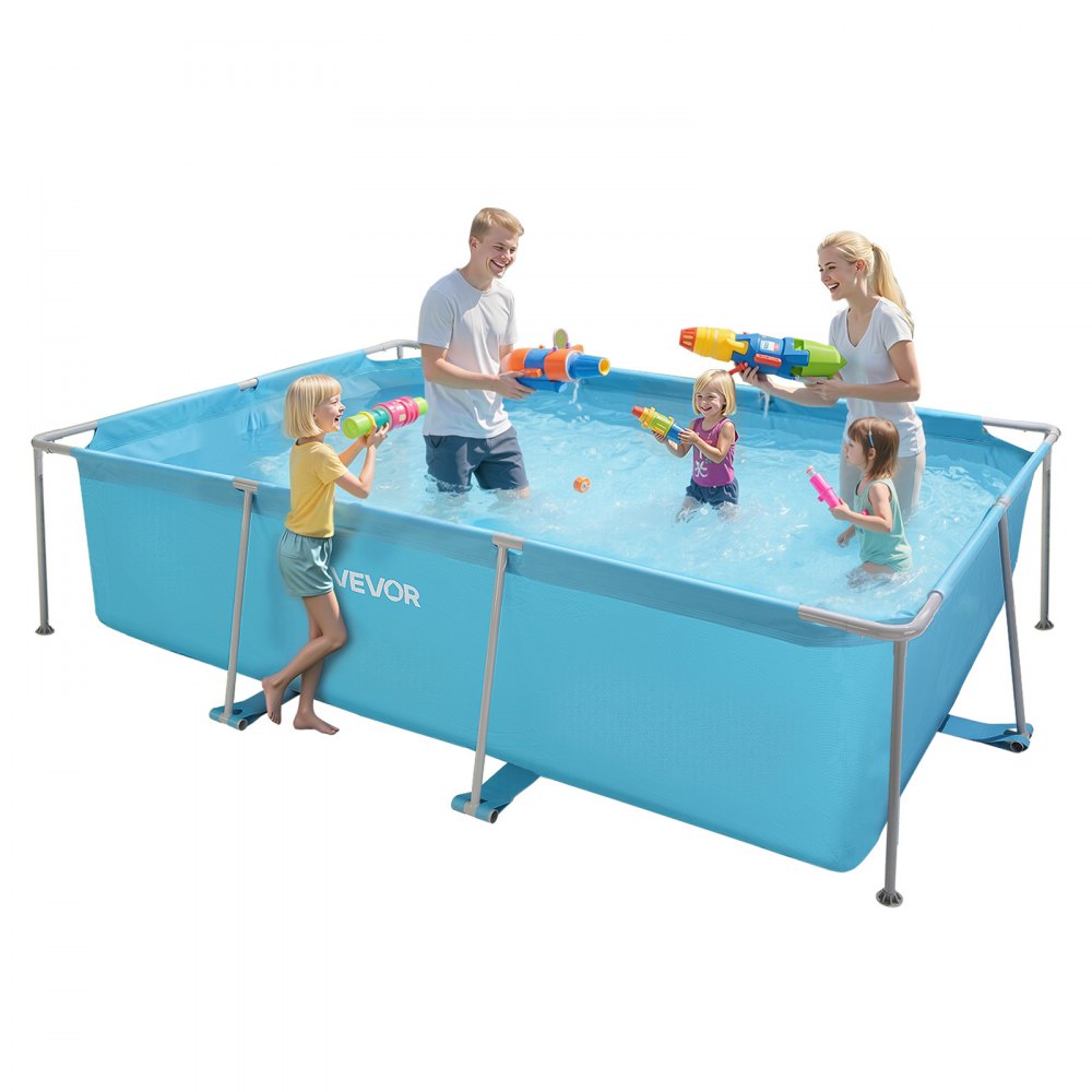 VEVOR Frame Above Ground Swimming Pool, 118 x 78 x 30 in Rectangular Steel Metal Frame, Large Rectangle Outdoor