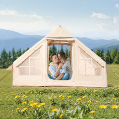 VEVOR Inflatable Tents for Camping, 3-5 Person Easy Setup Blow up Tent with Hand Pump, 300D Oxford 4 Season Glamping