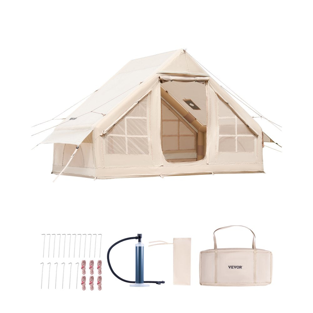 VEVOR Inflatable Tents for Camping, 3-5 Person Easy Setup Blow up Tent with Hand Pump, 300D Oxford 4 Season Glamping
