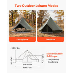 VEVOR Canvas Bell Tent, 4 Seasons 16.4 ft Yurt Tent for Camping with Stove Jack, Canvas Breathable Holds up to 7 People