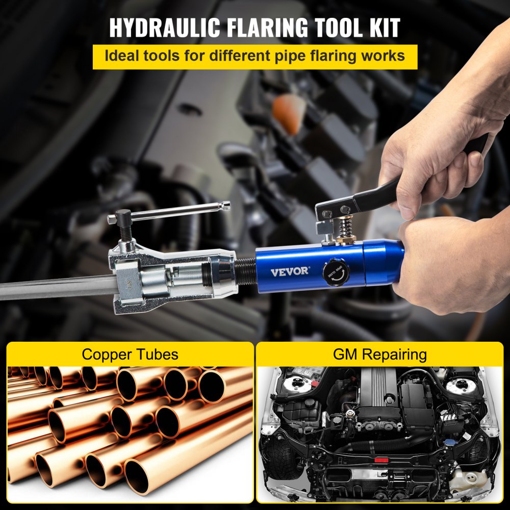 VEVOR Hydraulic Flaring Tool Kit, 45° Double Flaring Tool, Brake Repair Brake Flaring Tools for 3/16"-1/2", Brake Flare
