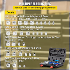 VEVOR Hydraulic Flaring Tool Kit, 45° Double Flaring Tool, Brake Repair Brake Flaring Tools for 3/16"-1/2", Brake Flare